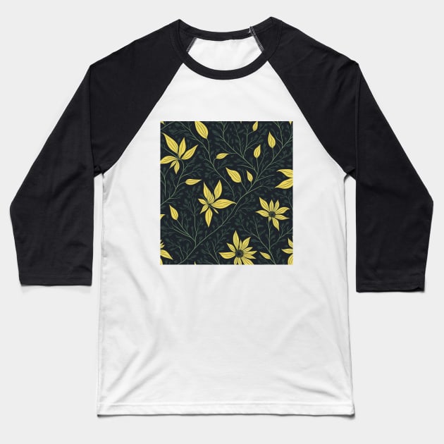 Yellow black-eyed susan flowers pattern Baseball T-Shirt by webbygfx